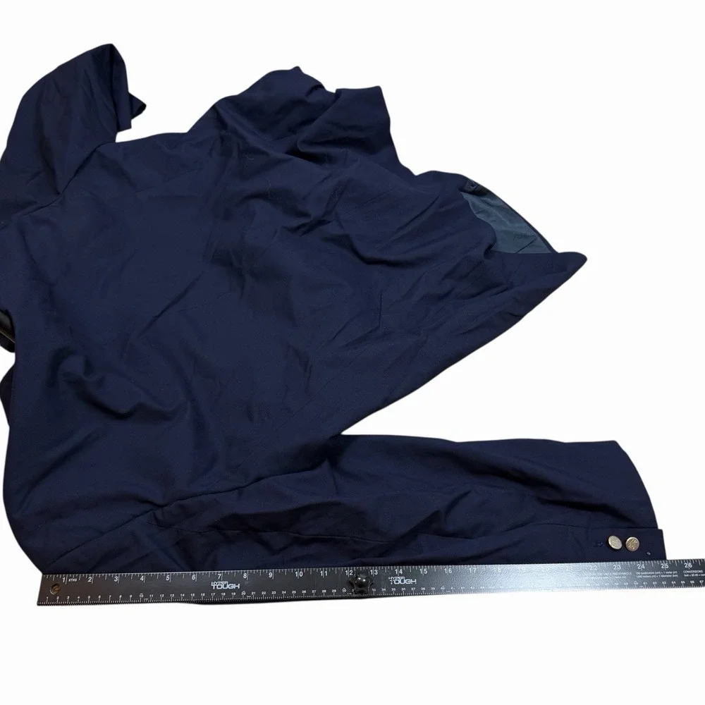 Vintage BURBERRYS Navy Blue Gold Button Super 100's Wool Double Breasted Blazer‎